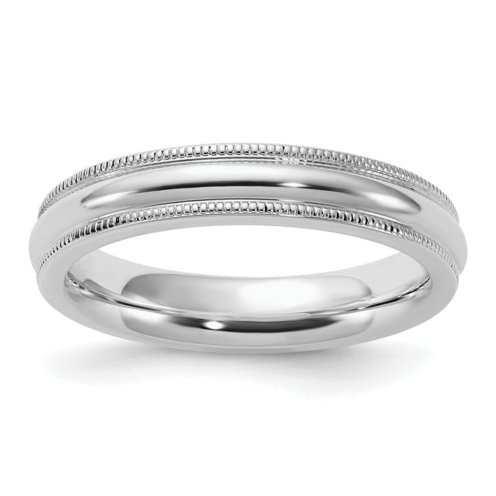 Sterling Silver 4mm Comfort Fit Milgrain Wedding Band