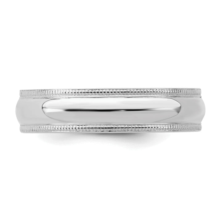 Sterling Silver 5mm Comfort Fit Milgrain Wedding Band - Close-Up Detail