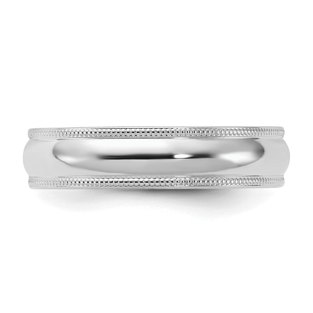 Sterling Silver 5mm Comfort Fit Milgrain Wedding Band - Side Profile