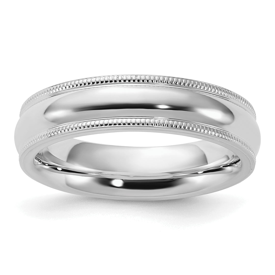 Sterling Silver 5mm Comfort Fit Milgrain Wedding Band