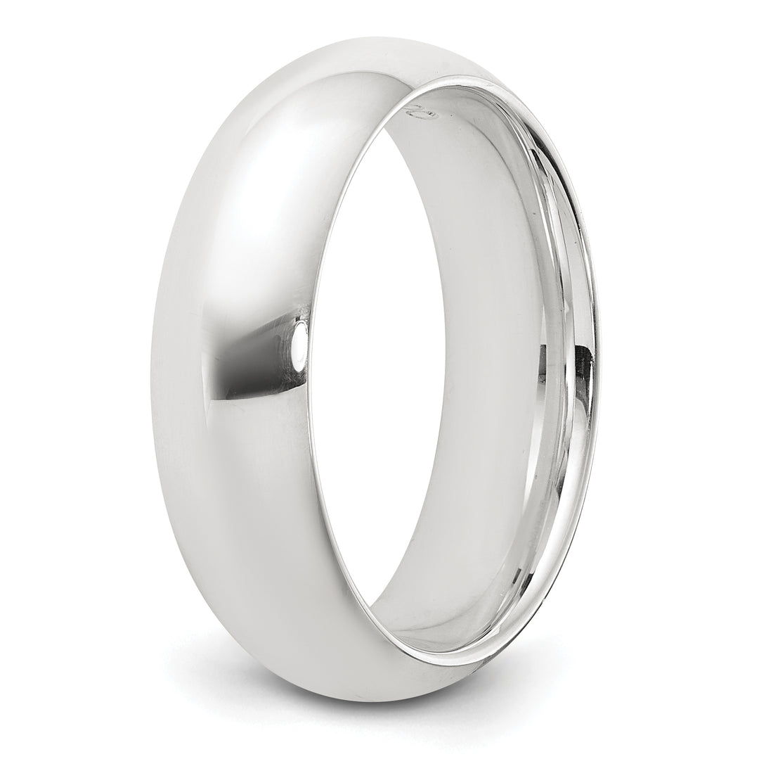 Sterling Silver 6mm Comfort Fit Wedding Band - Angle View