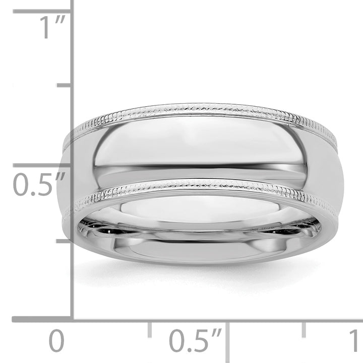 Sterling Silver 7mm Comfort Fit Milgrain Wedding Band - Close-Up Detail