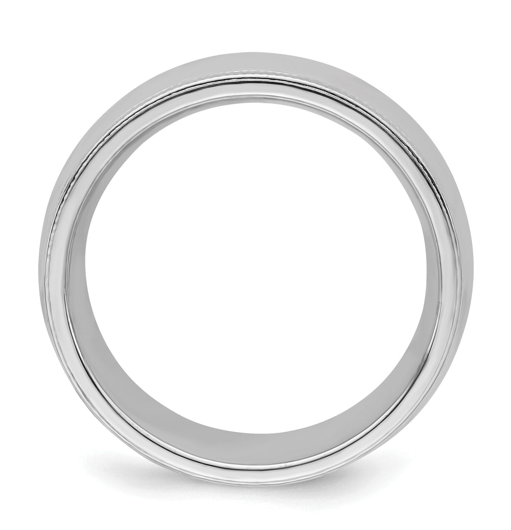 Sterling Silver 7mm Comfort Fit Milgrain Wedding Band - Front View