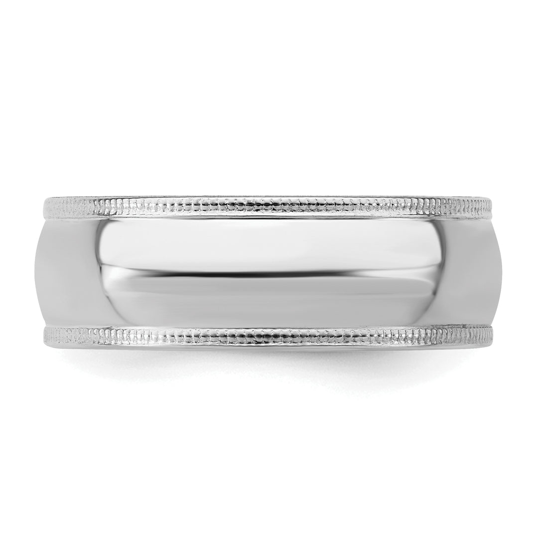 Sterling Silver 7mm Comfort Fit Milgrain Wedding Band - Side Profile