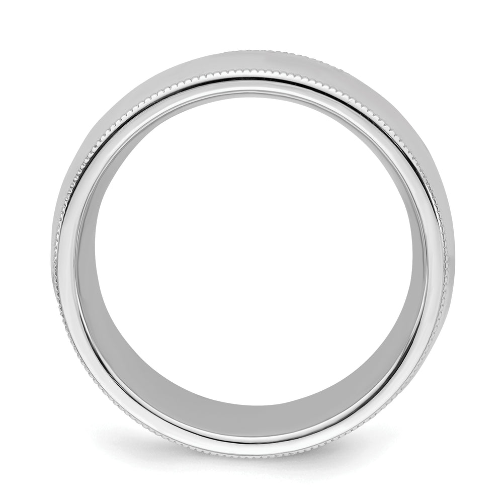 Sterling Silver 8mm Comfort Fit Milgrain Wedding Band - Front View