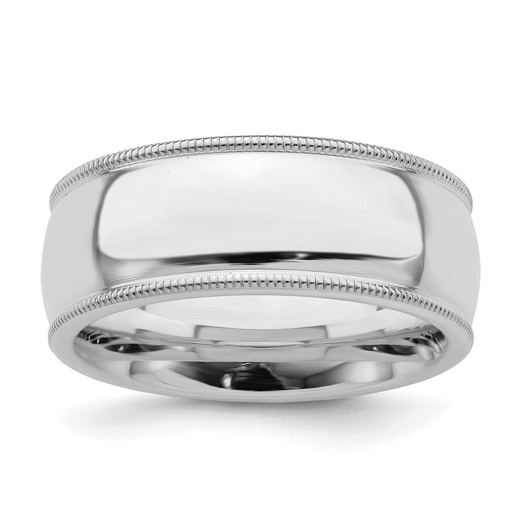 Sterling Silver 8mm Comfort Fit Milgrain Wedding Band