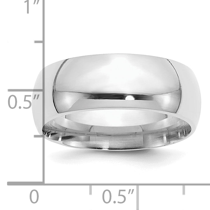 Sterling Silver 8mm Comfort Fit Wedding Band - Side Profile