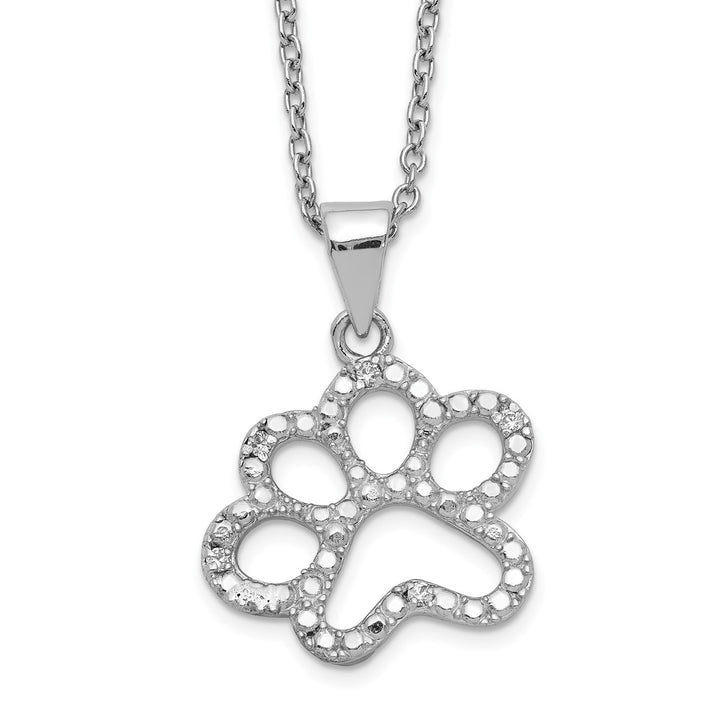 Sterling Silver Rhodium-plated Brilliant-cut CZ Paw 18.25 Inch Necklace — AJ's Jewelry Ridgewood Queens NY