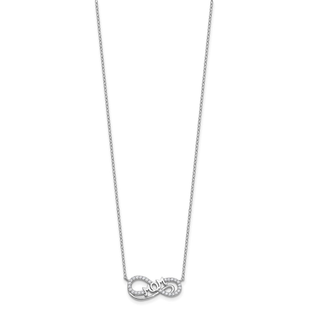 Sterling Silver Rhodium-plated Polished CZ Mom Infinity Necklace — View 2 — AJ's Jewelry Queens NY