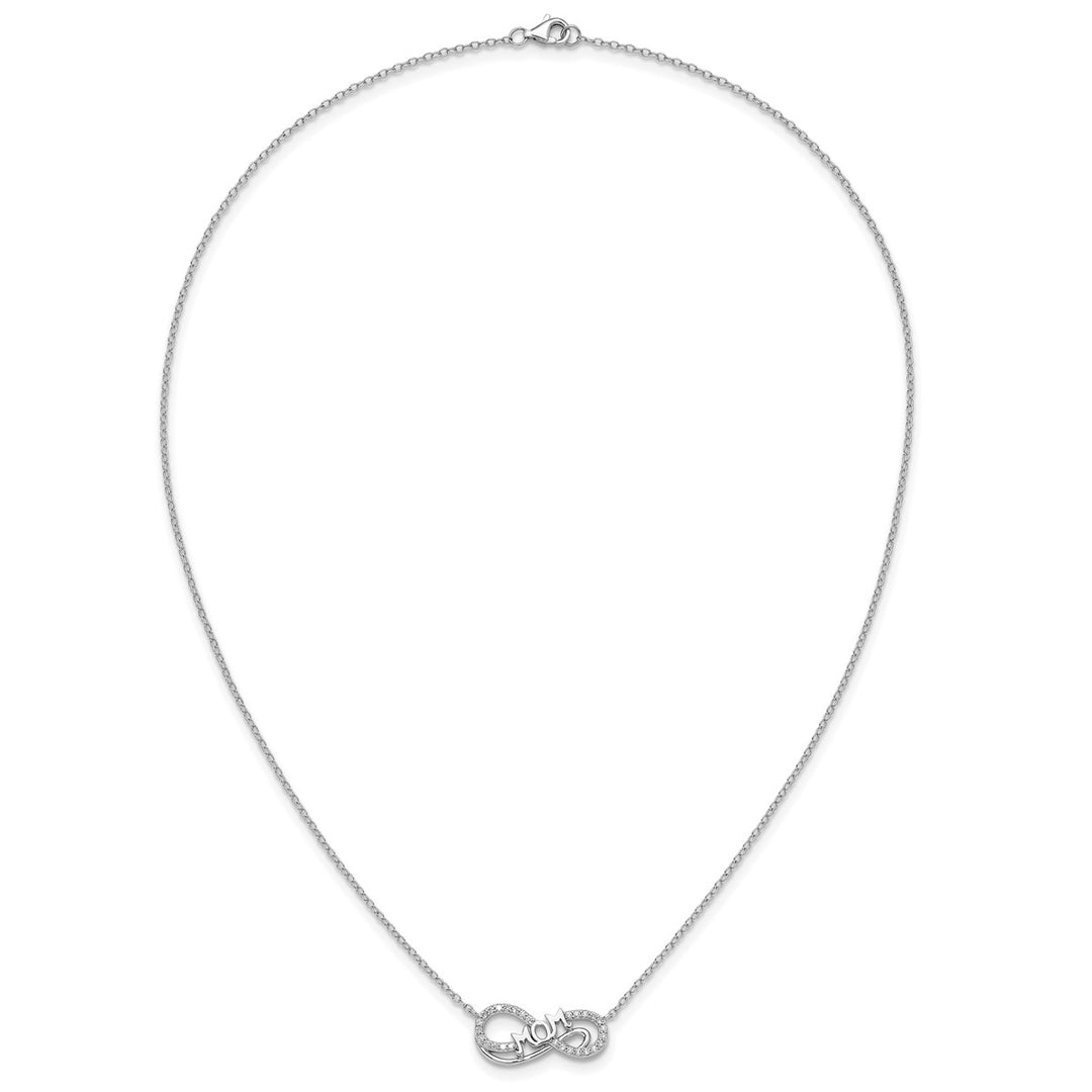 Sterling Silver Rhodium-plated Polished CZ Mom Infinity Necklace — View 4 — AJ's Jewelry Queens NY