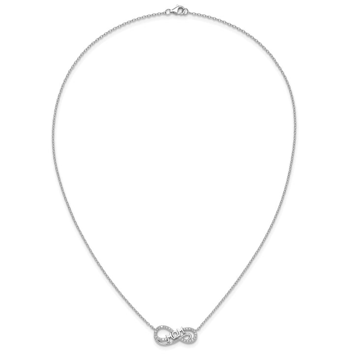Sterling Silver Rhodium-plated Polished CZ Mom Infinity Necklace — View 4 — AJ's Jewelry Queens NY