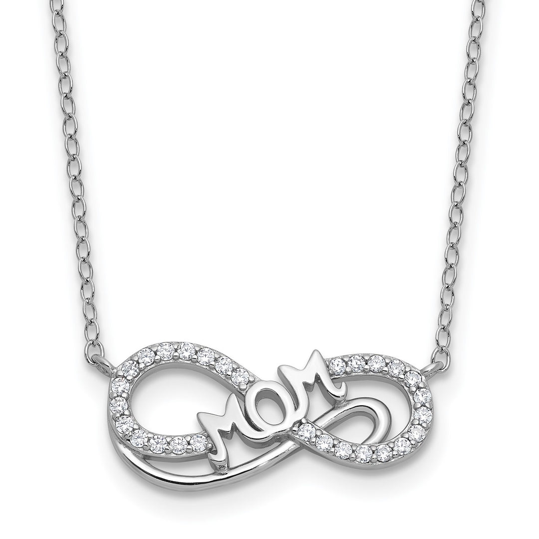 Sterling Silver Rhodium-plated Polished CZ Mom Infinity Necklace — AJ's Jewelry Ridgewood Queens NY