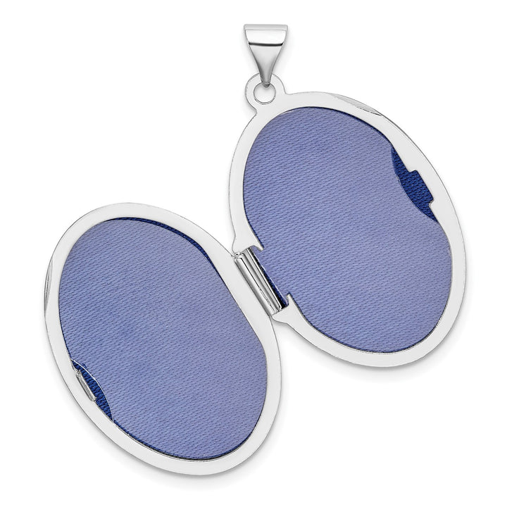 Sterling Silver Rhodium-plated Scroll Oval Locket — View 4 — AJ's Jewelry Queens NY