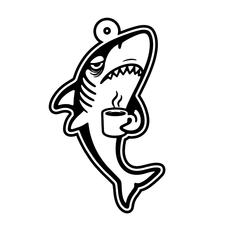 Digital render of the tired shark pendant showing the cut outline and the jump ring, approved by the client before production