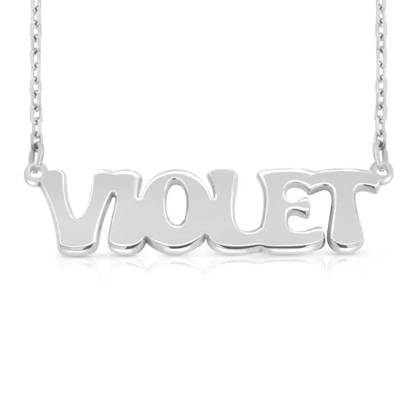 Sterling Silver Retro Letter Style Name Necklace