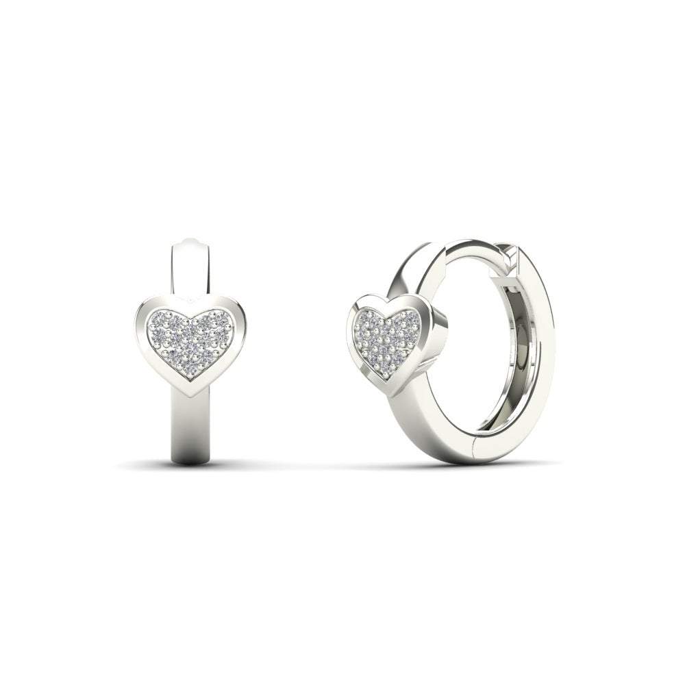 White 14 Karat Heart Earrings 0.05ctw Round Diamonds — AJ's Jewelry Ridgewood, Queens NY