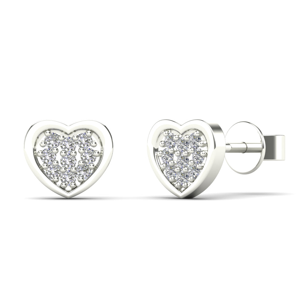 White 14 Karat Heart Earrings 0.07ctw Round Diamonds — AJ's Jewelry Ridgewood, Queens NY