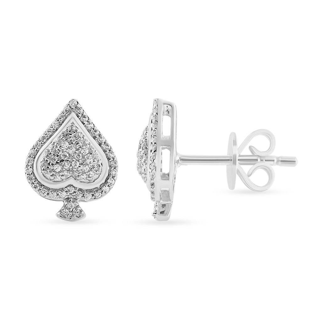 White 14 Karat Heart Earrings 0.26ctw Round Diamonds — AJ's Jewelry Ridgewood, Queens NY
