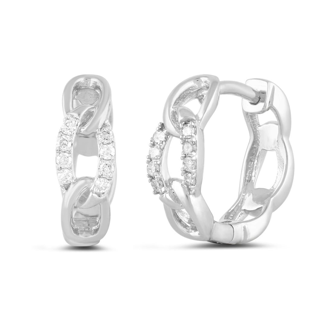 White 14 Karat Huggie Earrings 0.10ctw Round Diamonds — AJ's Jewelry Ridgewood, Queens NY