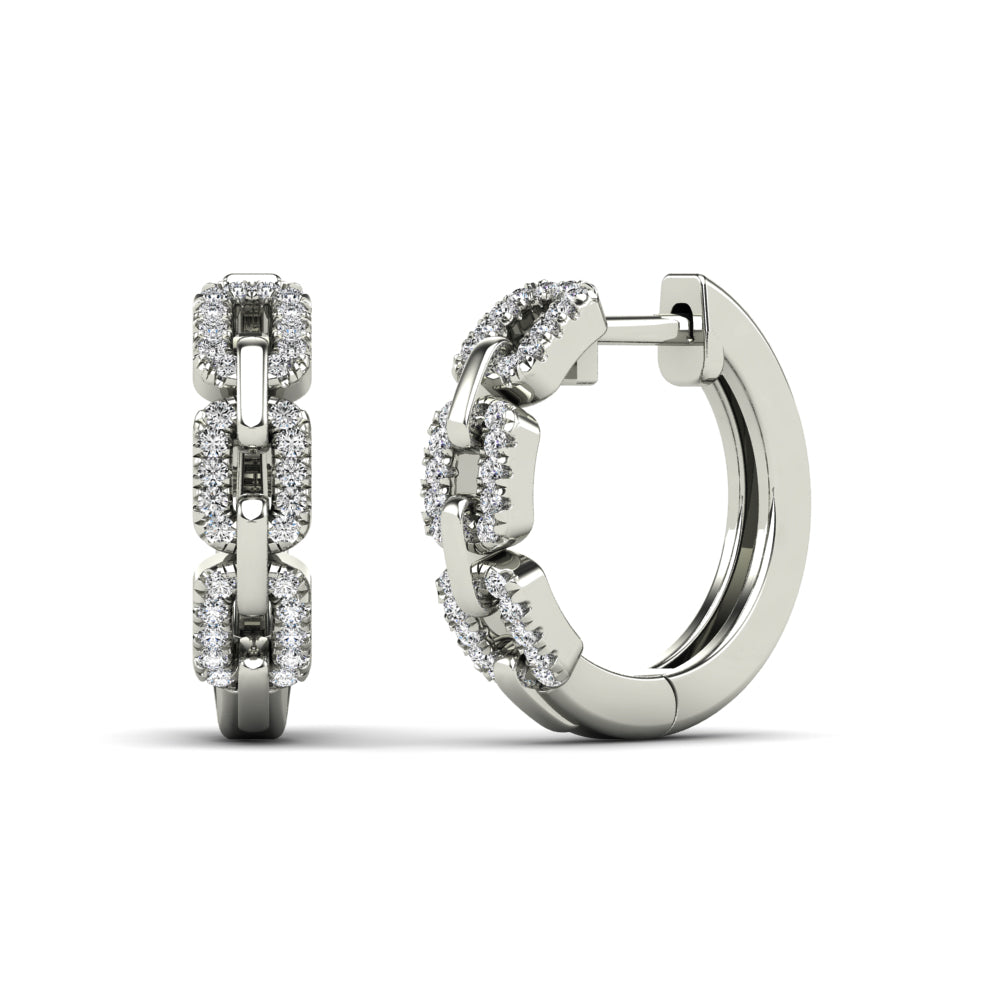 White 14 Karat Huggie Earrings 0.17ctw Round Diamonds — AJ's Jewelry Ridgewood, Queens NY