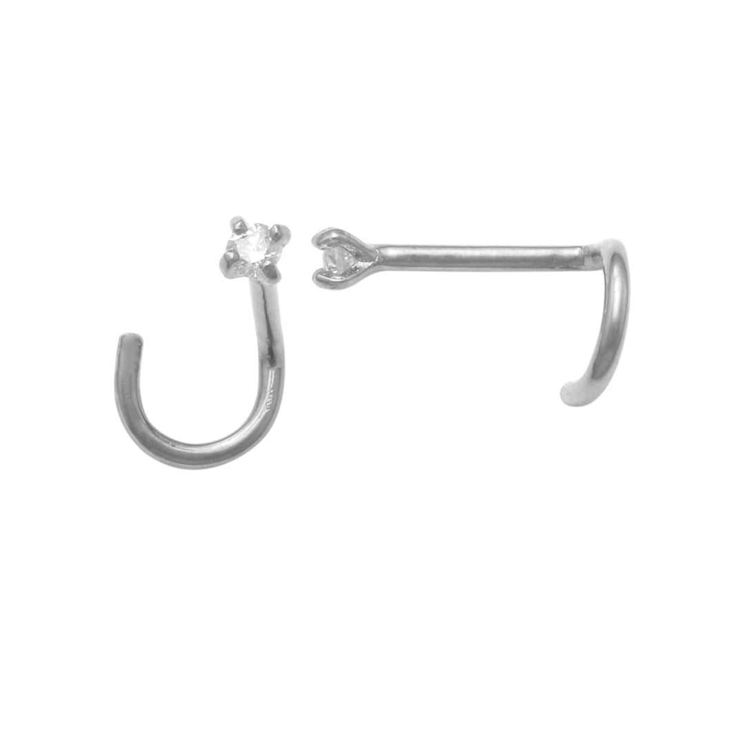 White 14 Karat Nose Stud Earrings 0.01ctw Round Diamonds — AJ's Jewelry Ridgewood, Queens NY