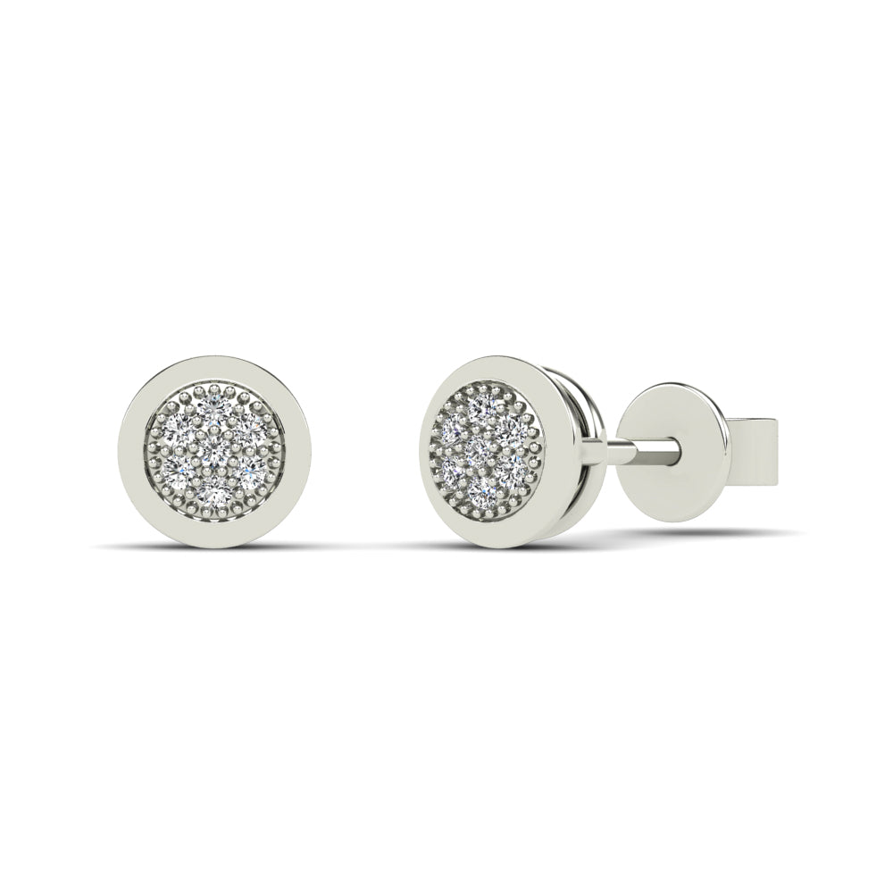 White 14 Karat Stud Earrings 0.04ctw Round Diamonds — AJ's Jewelry Ridgewood, Queens NY