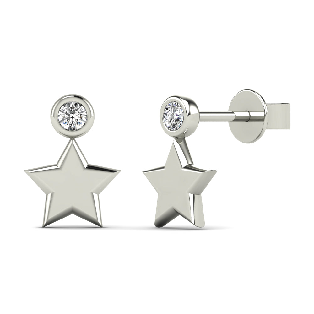 White 14 Karat Stud Earrings 0.05ctw Round Diamonds — AJ's Jewelry Ridgewood, Queens NY