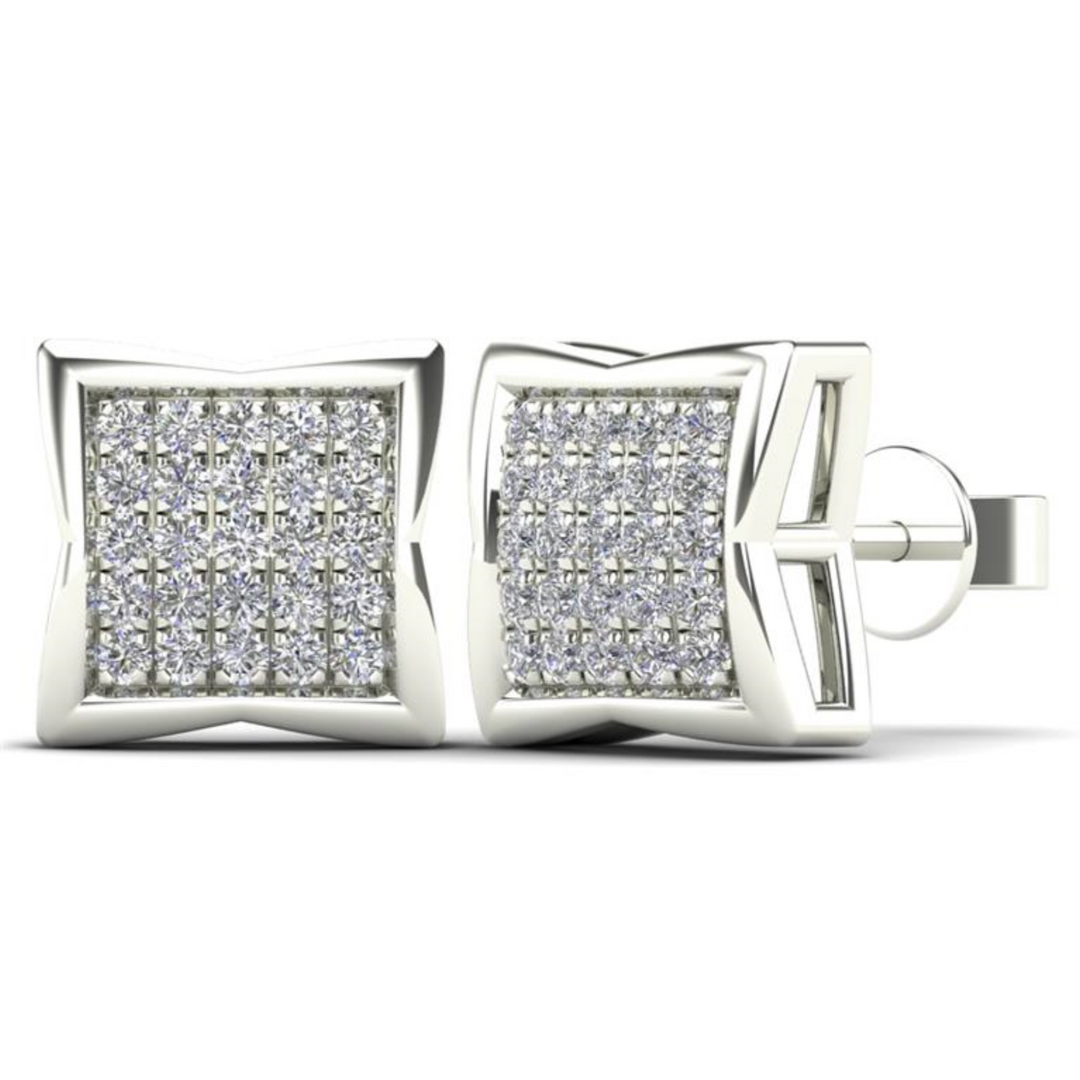 White 14 Karat Stud Earrings 0.15ctw Round Diamonds — AJ's Jewelry Ridgewood, Queens NY