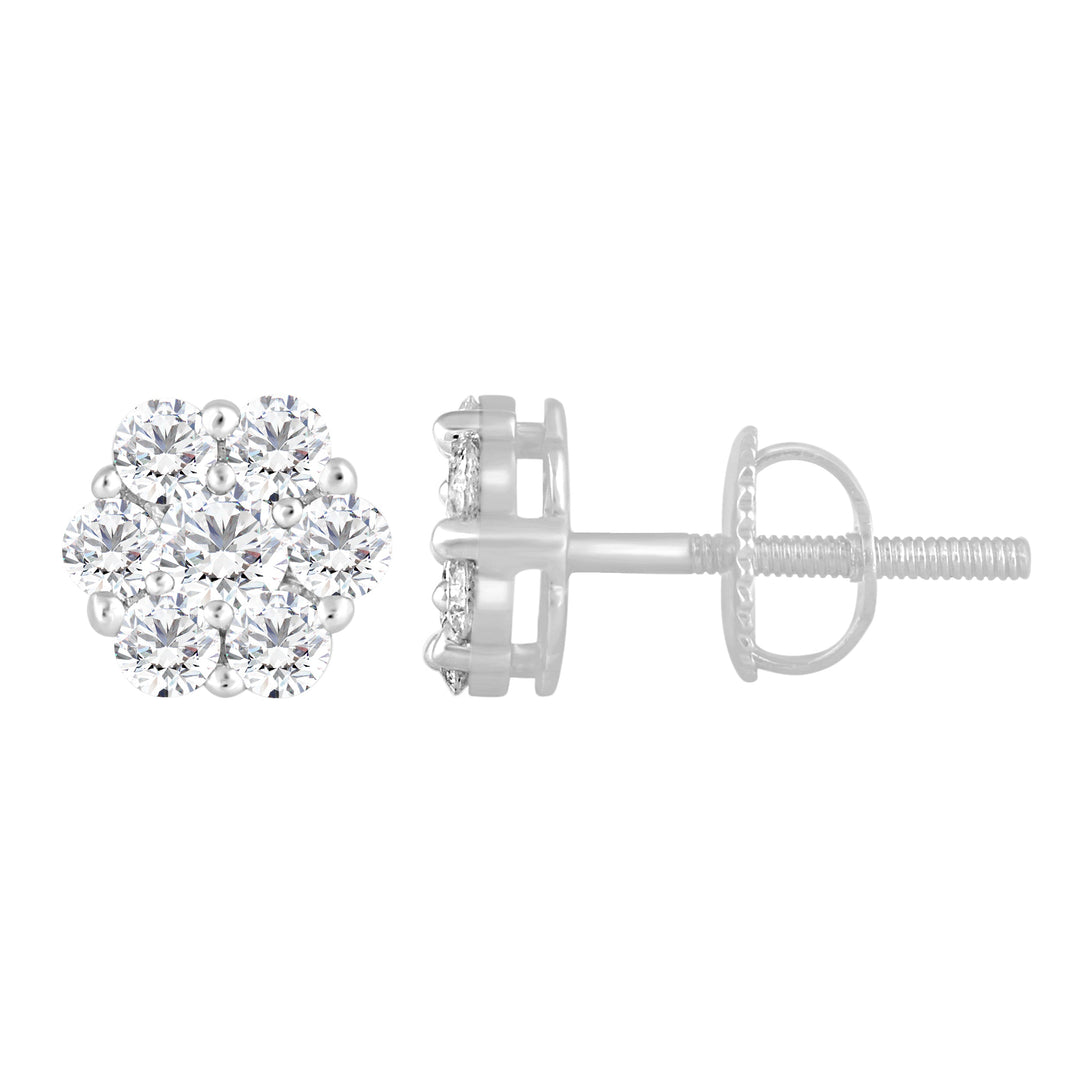 White 14 Karat Stud Earrings 0.17ctw Round Diamonds — AJ's Jewelry Ridgewood, Queens NY
