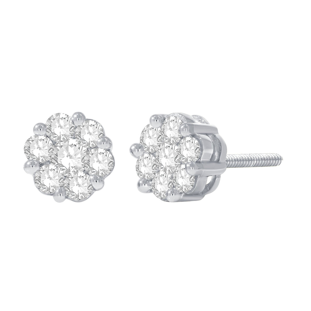 White 14 Karat Stud Earrings 0.92ctw Round Diamonds — AJ's Jewelry Ridgewood, Queens NY