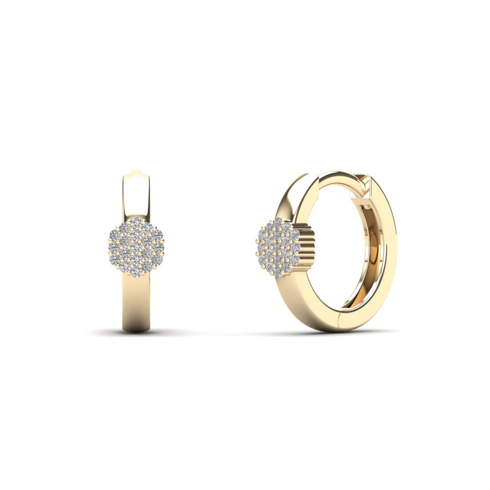 Yellow 14 Karat Huggie Earrings 0.10ctw Round Diamonds — AJ's Jewelry Ridgewood, Queens NY