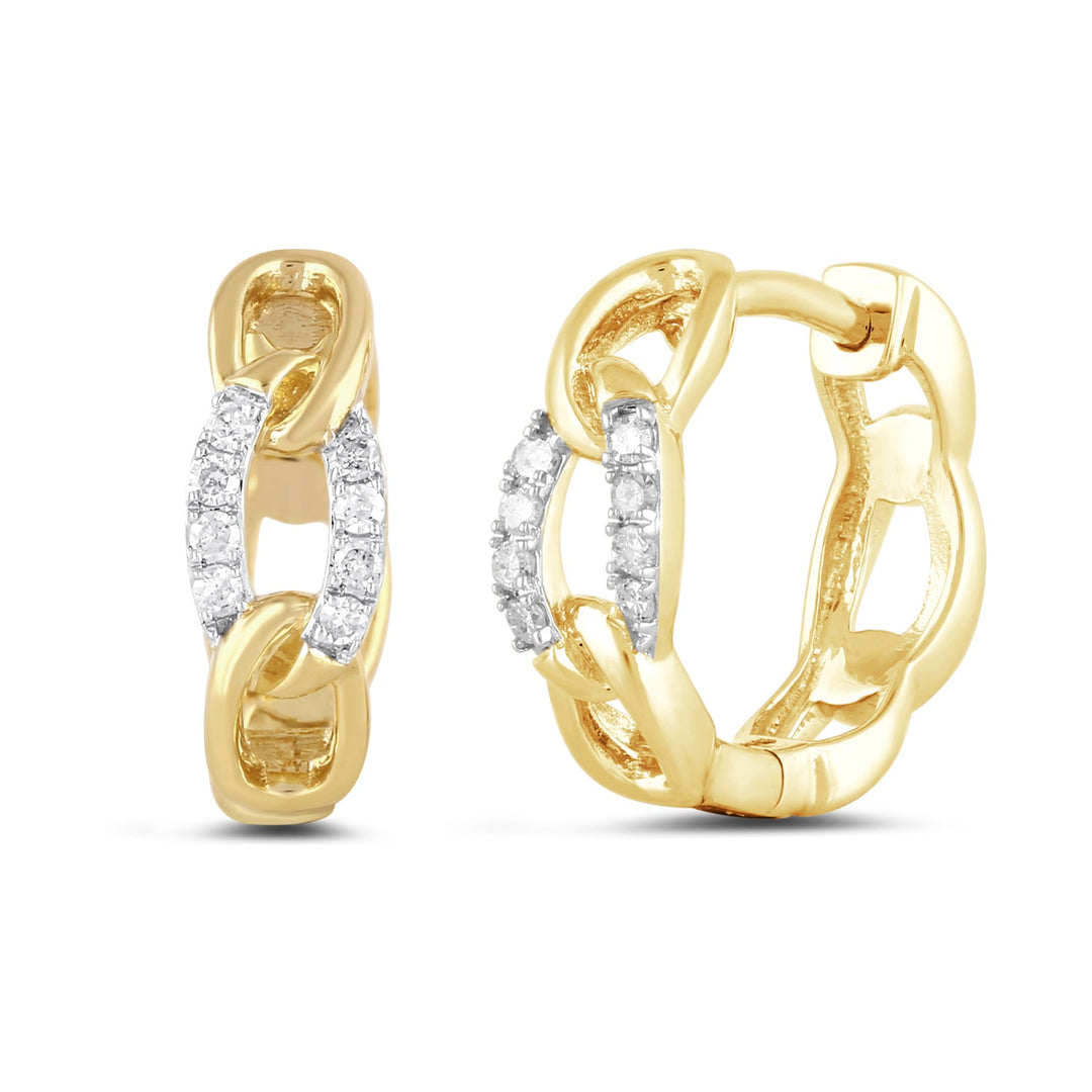 Yellow 14 Karat Huggie Earrings 0.11ctw Round Diamonds — AJ's Jewelry Ridgewood, Queens NY
