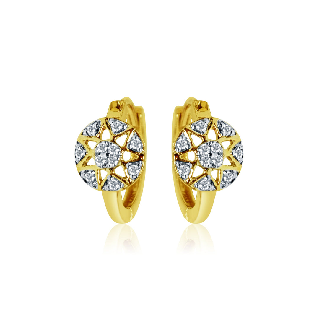 Yellow 14 Karat Huggie Earrings 0.12ctw Round Diamonds — AJ's Jewelry Ridgewood, Queens NY