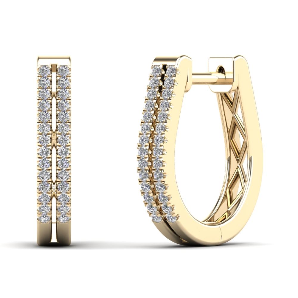 Yellow 14 Karat Huggie Earrings 0.17ctw Round Diamonds — AJ's Jewelry Ridgewood, Queens NY