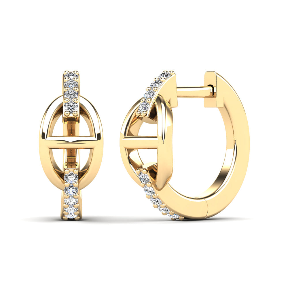 Yellow 14 Karat Mariner Earrings 0.14ctw Round Diamonds — AJ's Jewelry Ridgewood, Queens NY