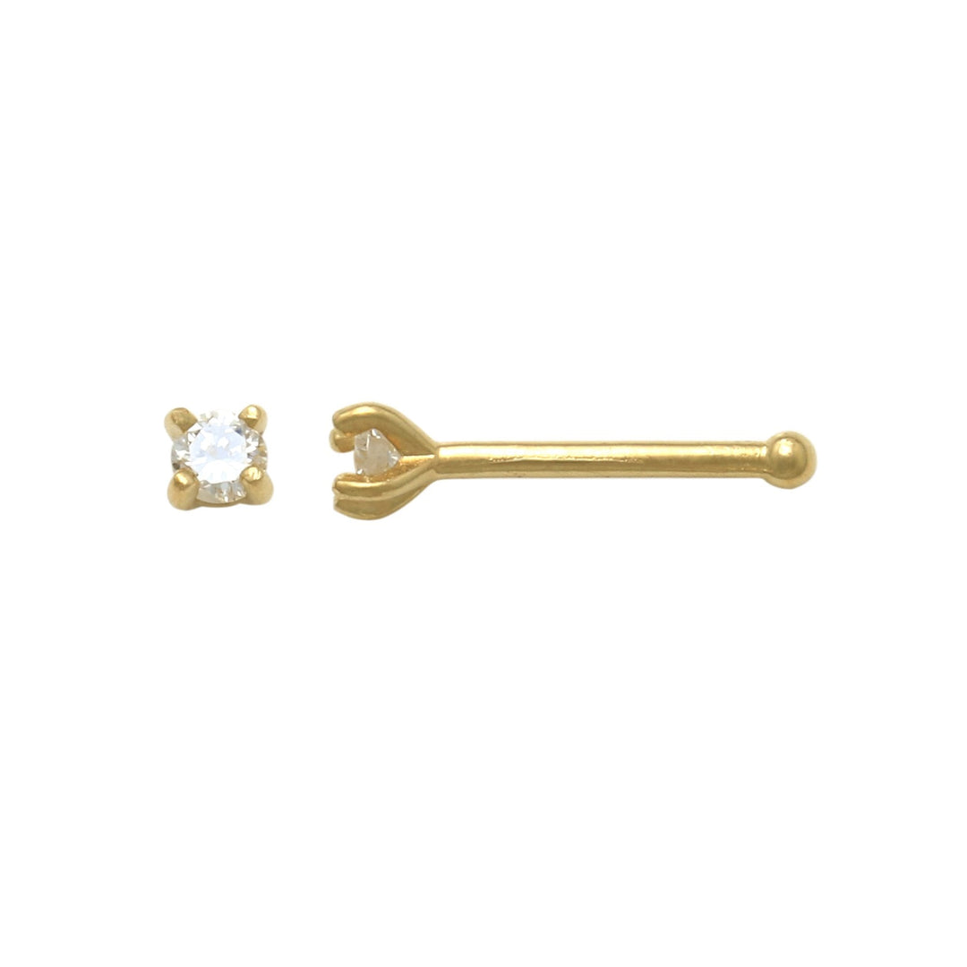 Yellow 14 Karat Nose Stud Earrings 0.04ctw Round Diamonds — AJ's Jewelry Ridgewood, Queens NY