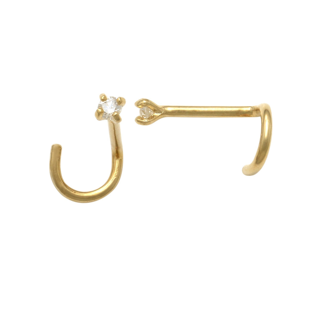 Yellow 14 Karat Nose Stud Earrings With 0.01ctw Round Diamonds — AJ's Jewelry Ridgewood, Queens NY