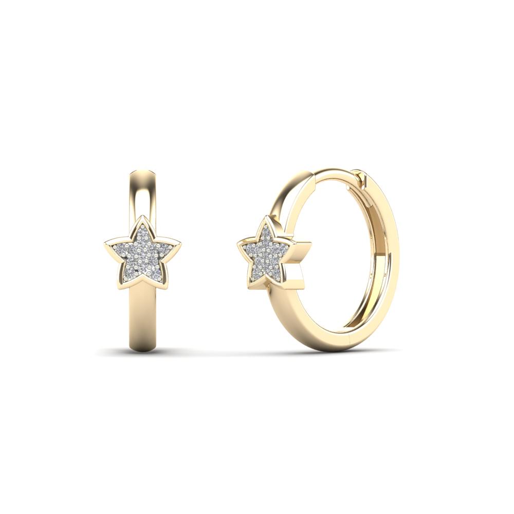 Yellow 14 Karat Small Hoop Earrings 0.05ctw Round Diamonds — AJ's Jewelry Ridgewood, Queens NY
