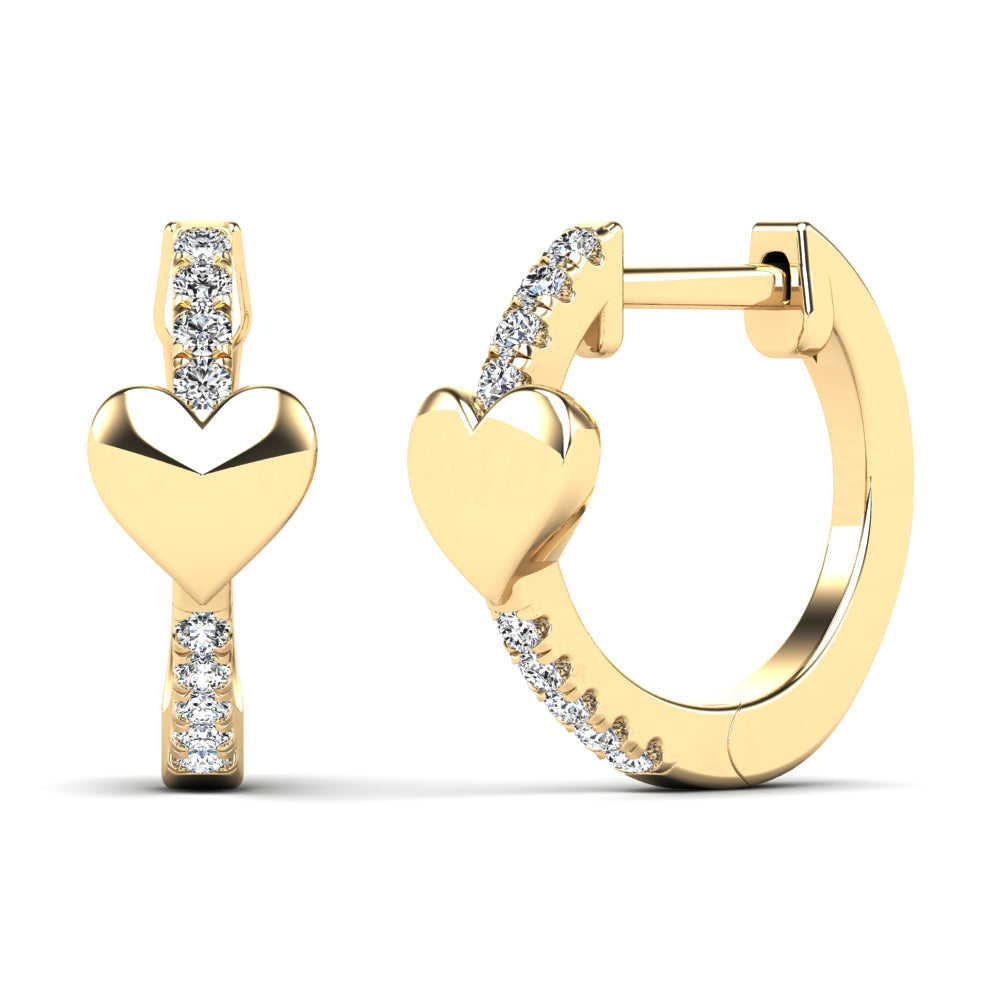 Yellow 14 Karat Small Hoop Earrings 0.10ctw Round Diamonds — AJ's Jewelry Ridgewood, Queens NY