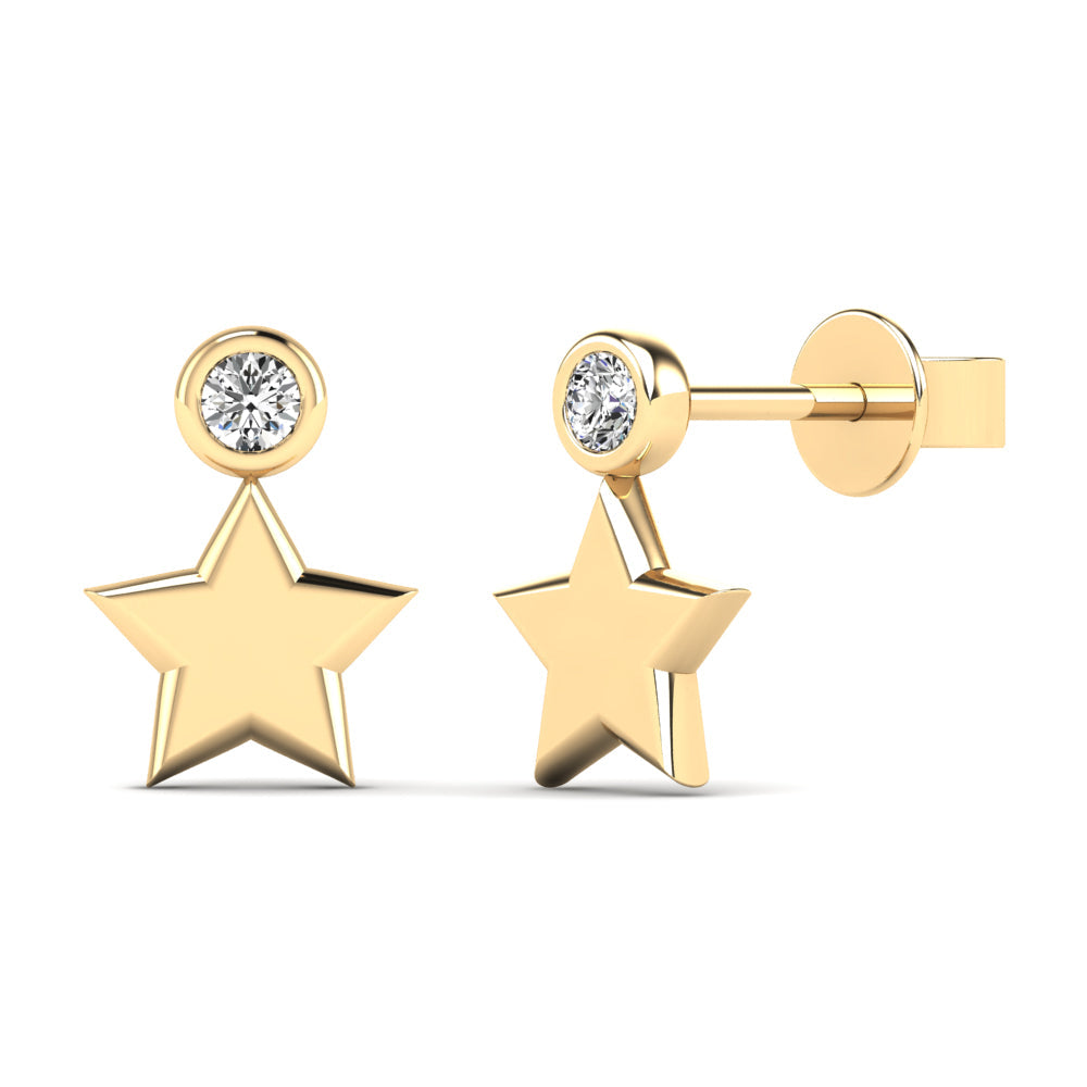 Yellow 14 Karat Stud Earrings 0.05ctw Round Diamonds — AJ's Jewelry Ridgewood, Queens NY