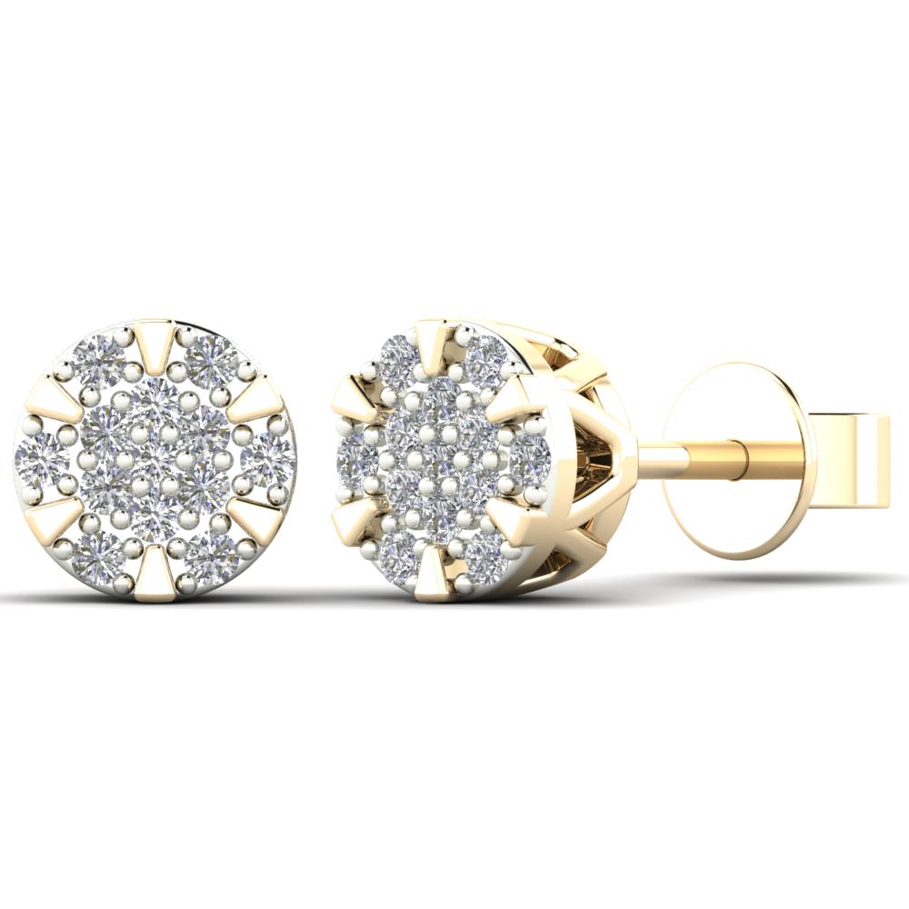 Yellow 14 Karat Stud Earrings 0.08ctw Round Diamonds — AJ's Jewelry Ridgewood, Queens NY