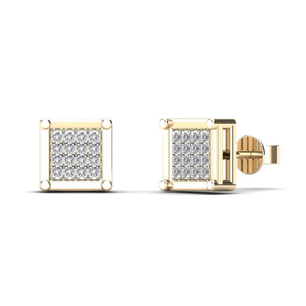 Yellow 14 Karat Stud Earrings 0.10ctw Round Diamonds — AJ's Jewelry Ridgewood, Queens NY