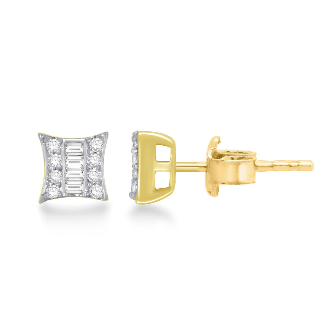 Yellow 14 Karat Stud Earrings 0.11ctw Various Shapes Diamonds — AJ's Jewelry Ridgewood, Queens NY
