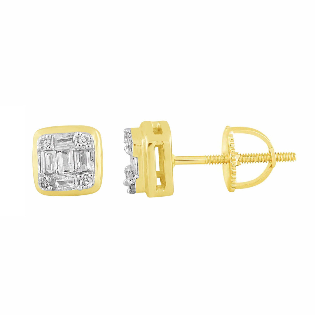 Yellow 14 Karat Stud Earrings 0.12ctw Various Shapes Diamonds — AJ's Jewelry Ridgewood, Queens NY