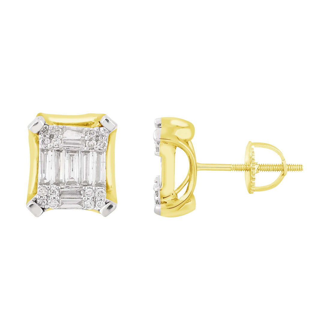 Yellow 14 Karat Stud Earrings 0.46ctw Various Shapes Diamonds — AJ's Jewelry Ridgewood, Queens NY