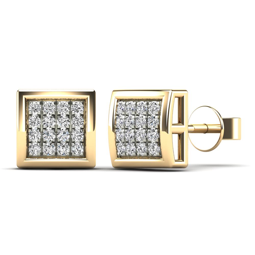 Yellow 14 Karat Stud Earrings With 0.10ctw Round Diamonds — AJ's Jewelry Ridgewood, Queens NY