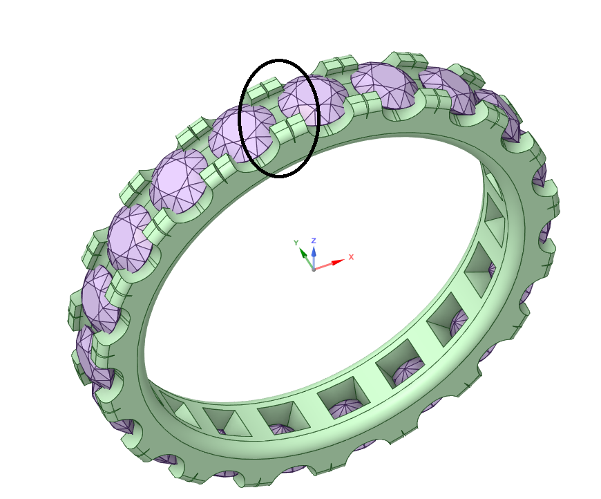 CAD design model of the 14k yellow gold lab grown diamond eternity band showing the diamonds set around the full circumference - AJ's Jewelry Queens NY