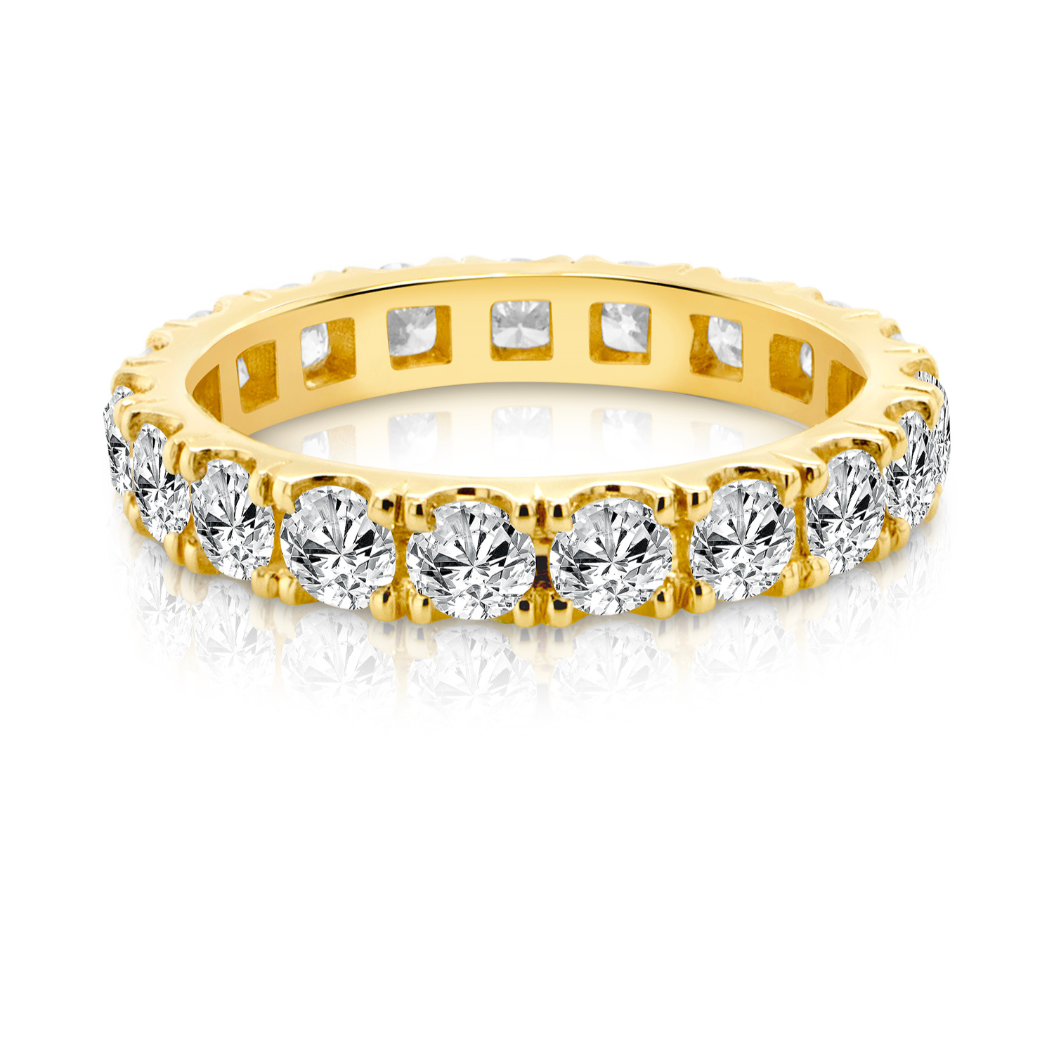 14kt yellow gold lab grown diamond eternity band mobile banner - AJ's Jewelry Queens NY