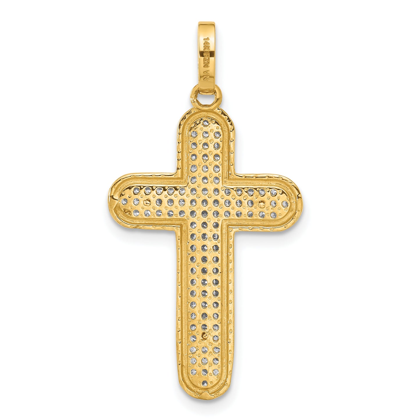10K Polished CZ Crucifix Cross Pendant