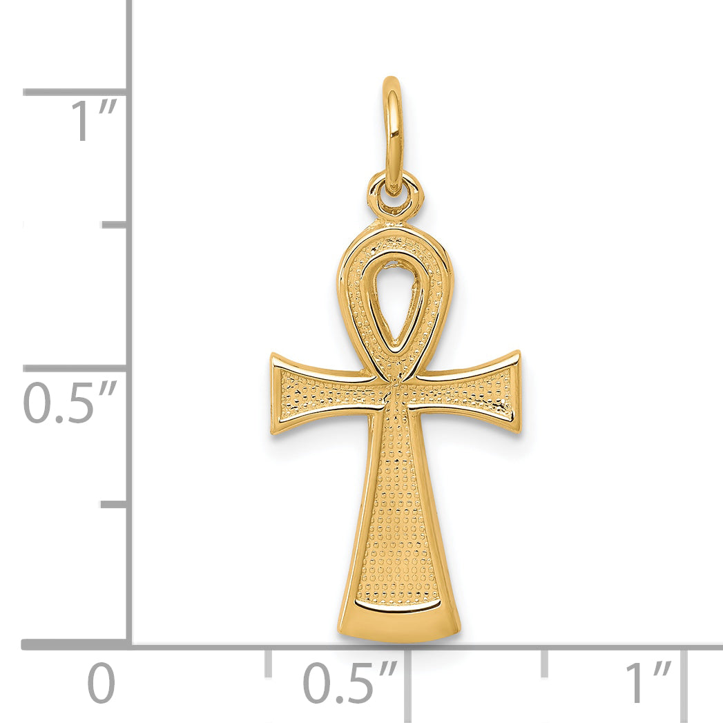 10k Solid Flat-Backed Ankh/Egyptian Cross Pendant